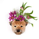【21日まで サマーSALE】BorderTerrierWallVase ボーダーテリア 壁掛け ウォールベース おしゃれ 可愛い 動物 花束 ドライフラワー 一輪挿し 一輪 小物入れ 歯ブラシ入れ 収納 オブジェ インテリア 陶器 テリア 花瓶 海外雑貨 犬 QuailCeramics