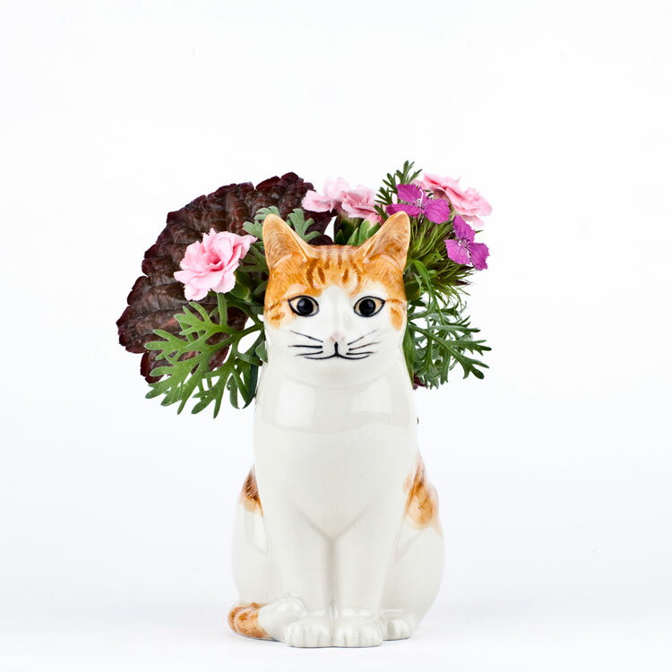 猫 花瓶 雑貨 グッズ 北欧 一輪挿し かわいい おしゃれ おもしろ ネコ ねこ 茶トラ フラワーベース 置物 猫雑貨 インテリア 海外 陶器 セラミック プレゼント ギフト 誕生日 引っ越し祝い クエイル Squash QuailCeramicsのサムネイル