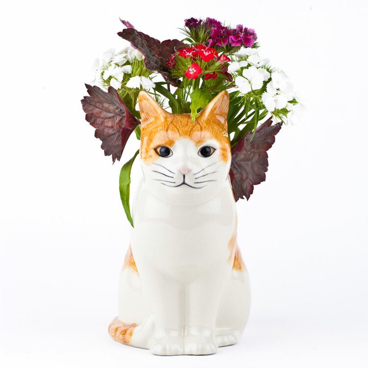 猫 花瓶 雑貨 グッズ 北欧 一輪挿し かわいい おしゃれ おもしろ ネコ ねこ 茶トラ フラワーベース 置物 猫雑貨 インテリア 海外 陶器 セラミック プレゼント ギフト 誕生日 引っ越し祝い クエイル Squash QuailCeramicsのサムネイル