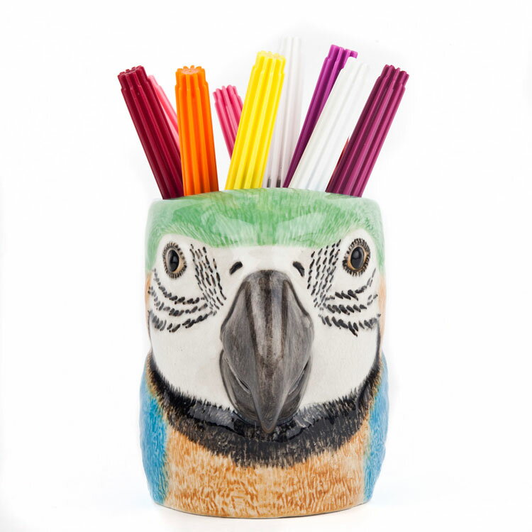 コンゴウインコペン立て Macaw Pen Pot イギリス Quail Ceramics 動物 置物 オブジェ インテリア 北欧 モダン 陶器 ヨーロッパ市場向け製品 鳥好き コンゴウインコ インコ 鳥 オウム アニマル雑貨