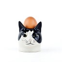 エッグスタンド BarneyFaceEggCup 猫の エッグカップ イギリス Quail Ceramics(クウェイル セラミックス)社製 動物 置物 オブジェ インテリア 北欧 モダン 陶器 ヨーロッパ 白黒猫 ハチワレ