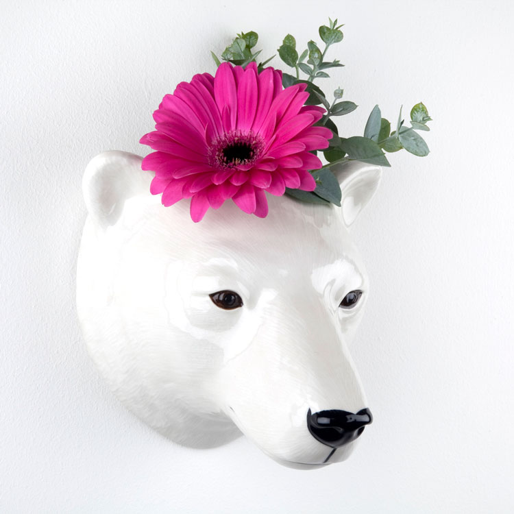 Polar Bear Wall Vase 白くまの壁掛け イギリス Quail Ceramics アニマルヘッド アニマル雑貨 動物雑貨 動物 置物 オブジェ インテリア 陶器 花瓶 白くま シロクマ 白熊のサムネイル