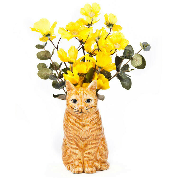 猫 花瓶 雑貨 グッズ 北欧 一輪挿し かわいい おしゃれ おもしろ ネコ ねこ 茶トラ フラワーベース 置物 猫雑貨 インテリア 海外 陶器 セラミック プレゼント ギフト 誕生日 記念日 引っ越し祝い クエイル Vincent QuailCeramicsのサムネイル
