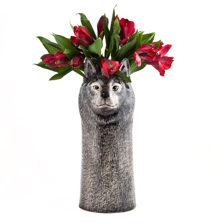 【LINE700円オフ】【在庫限り】Wolf Flower Vase オオカミの花瓶イギリス Quail Ceramics 動物 置物 オブジェ インテリア 陶器 珍しい オオカミ 狼 ウルフ