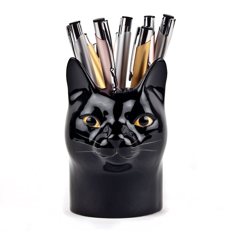 LuckyPencilPot 黒猫のペン立て Quail Ceramics クエイル 猫雑貨 ペン立て 観葉植物 雑貨 オフィス 黒猫 ネコ ねこ おしゃれ かわいい おもしろ 海外 北欧 陶器 プレゼント ギフト 誕生日 記念日のサムネイル