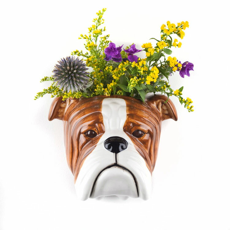 Bulldog Wall Vase イギリス Quail Ceramics 動物 置物 オブジェ インテリア 陶器 アニマルヘッド 犬 花瓶 ブルドッグ