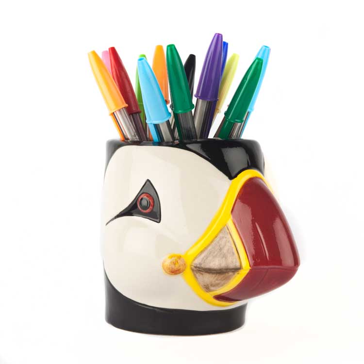【LINE700円オフ】【在庫限り】ニシツノメドリ ペン立て Puffin Pen Pot 鳥 野鳥 ツノメドリ おしゃれ かわいい おもしろ ポット 観葉植物 文具 文房具 デスク 机 プレゼント 誕生日 引っ越し祝い 入学祝 Quail Ceramics クエイルセラミックス