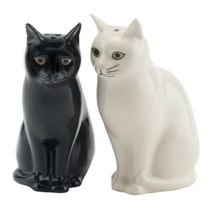 Daisy&Lucky S+P 猫の塩コショウ入れ セット Quail Ceramics クエイル 猫雑貨 塩胡椒入れ 雑貨 猫 ネコ ねこ 黒猫 白猫 おしゃれ おもしろ 海外 北欧 陶器 プレゼント ギフト 誕生日 記念日