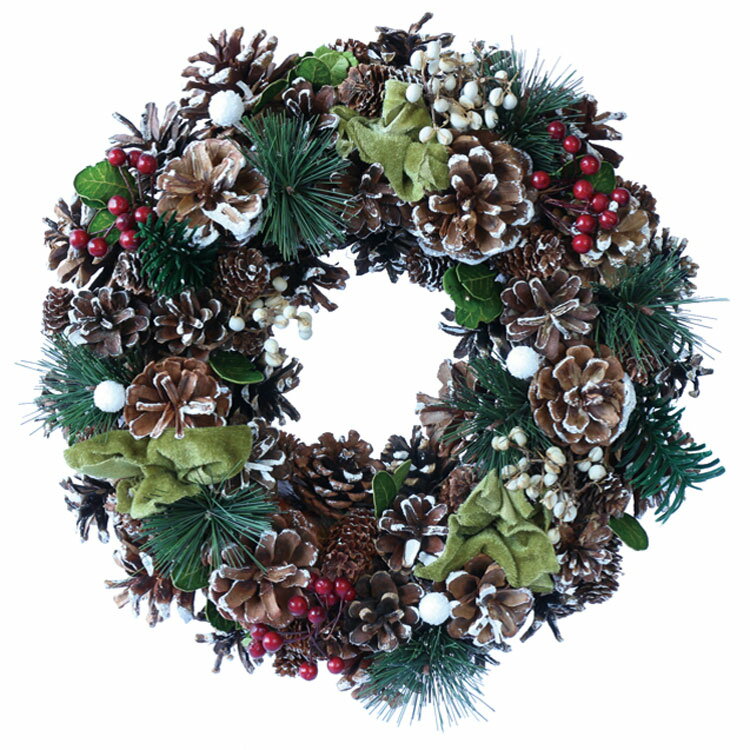 【Xmas Series】Snowy Pinecone Wreath - Green Needle（松ぼっくり）Mサイズ　[cgx_299m]　クリスマスリース クリスマスデコレーション リース 自然素材リース 松ぼっくり クリスマス フラワーリース クリスマスグッズ