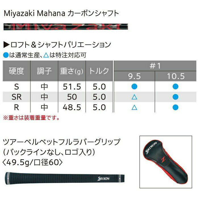 ダンロップ スリクソン Z585 ドライバー Miyazaki Mahana カーボンシャフト SRIXON 2018年モデル【新品】