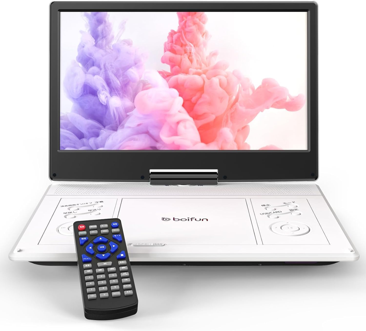 【最新昇級版】14.1インチ大画面 ポータブルDVDプレーヤー 15.9型 cd/dvdプレーヤー ポータブル 車載用 1366*768 液晶 大容量バッテリー 6時間超長再生 リージョンフリー TV同期再生 270°回転180°反転 CPRM対応 レジューム機能 CD/USB/SDカード対応 AV入出力 日本語説明書