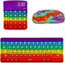 【月間優良ショップ】スクイーズ玩具 3点セット (キーボード マウスと電卓)プッシュポップ バブル 減圧おもちゃ 減圧グッズ ストレス解消 インテリジェンス発展 文字付き 自閉症特別支援 知育おもちゃ 洗える可能 子供大人兼用 (パープル)(3)