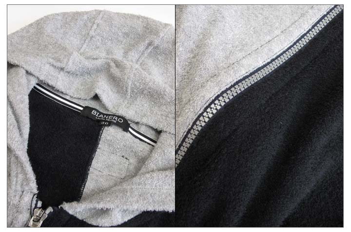 Laura Felice BIANERO ラウラフェリーチェ ビアネロ 春夏商品 242-6071-14 グレー◆55%OFF◆ 配色 パイル パーカー ジップアップ フード 薄手 日本製 リゾート レジャー ジム/ラスト1点!!50サイズ