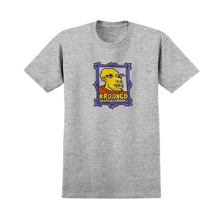 KROOKED SKATEBOADING "FRAME FACE TEE" - ASH GREY