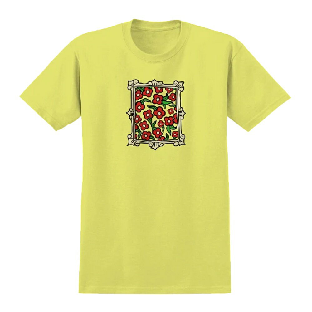 KROOKED SKATEBOADING "FLOWER FRAME CORNSILK FRON TEE" - YELLOWE