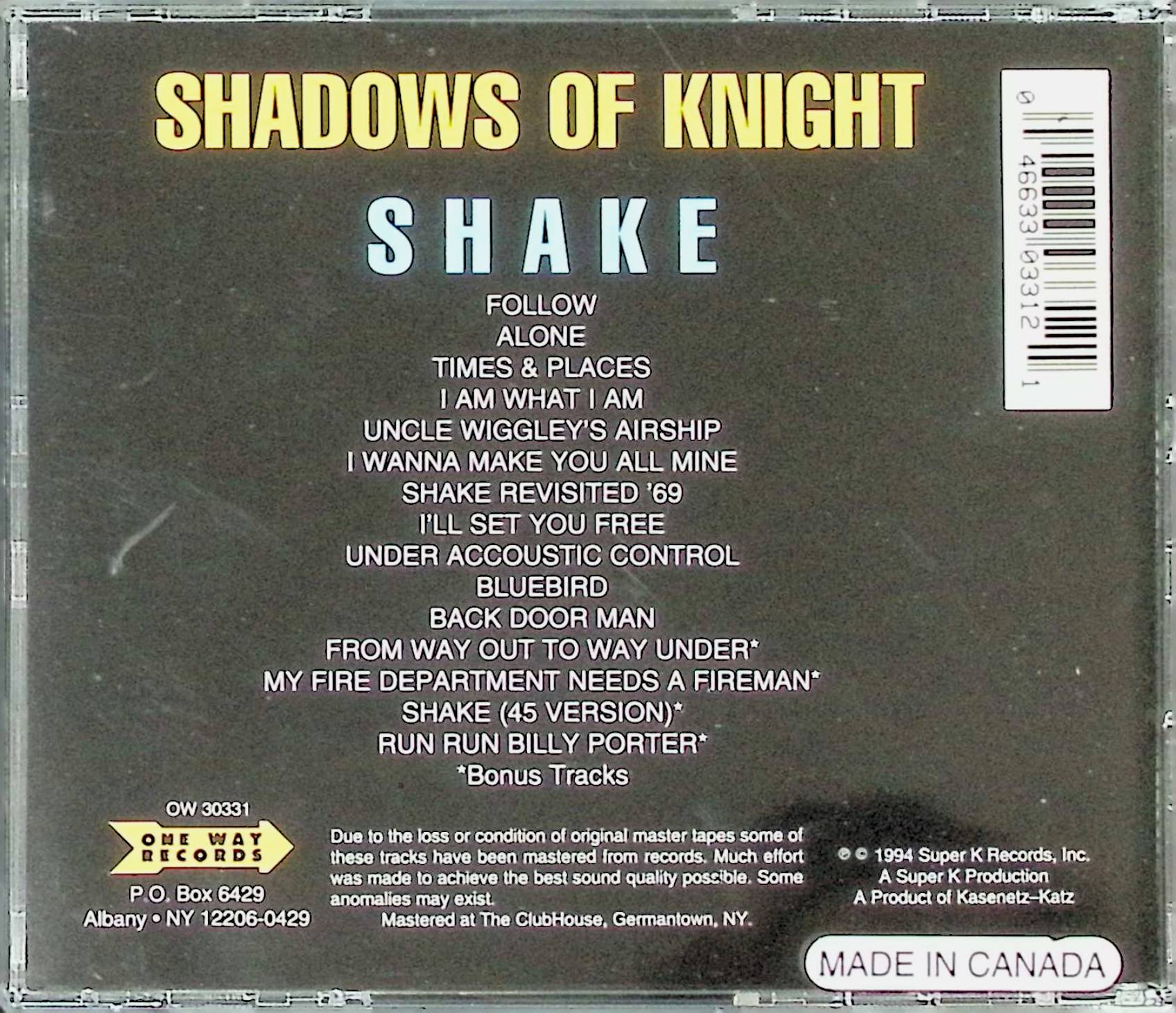【中古】 (CD) Shake / ザ・シャドウズ・オブ・ナイト　（送料無料）