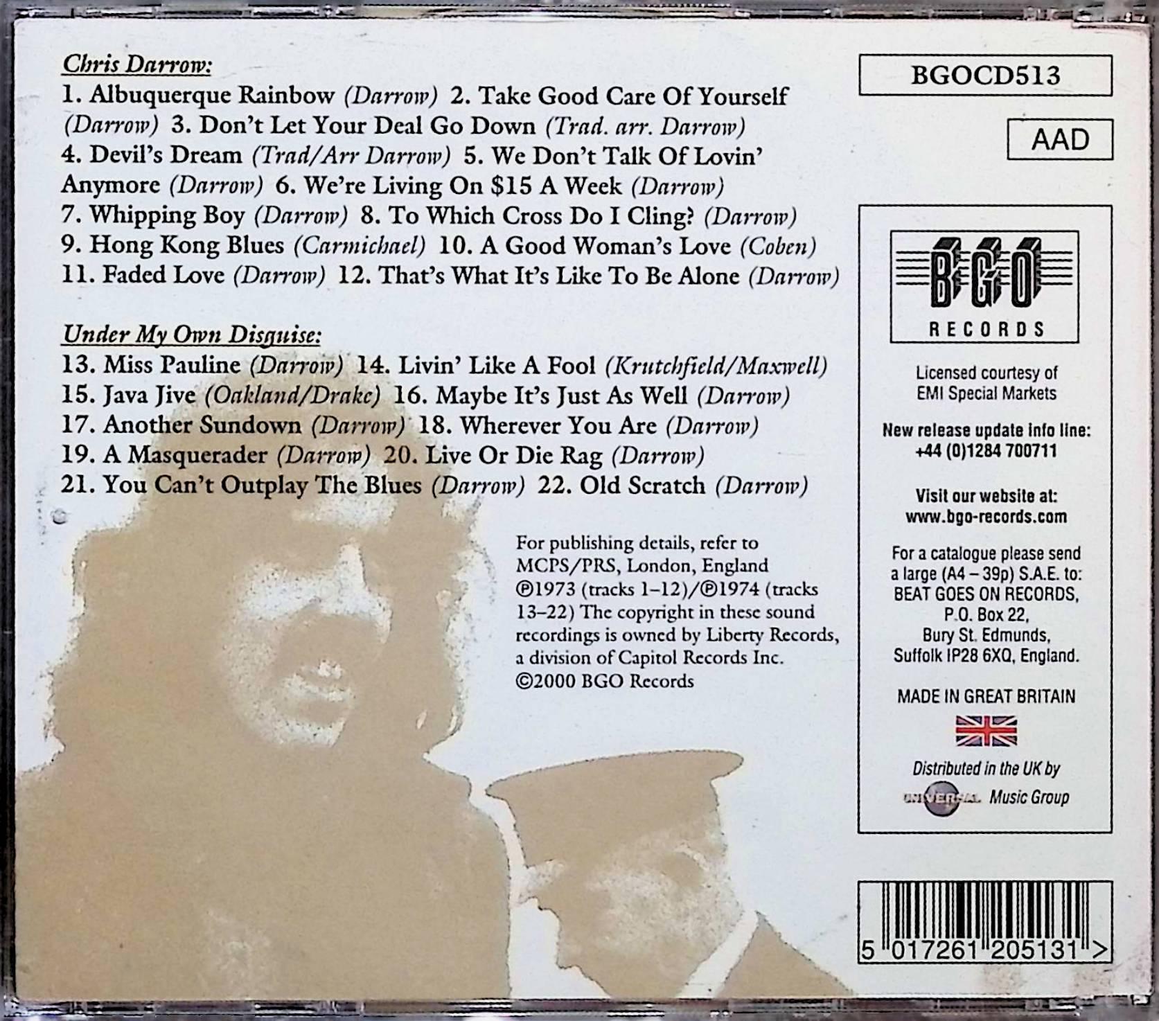 【中古】 (CD) Under My Own Disguise（輸入盤」） / Chris Darrow　（送料無料）
