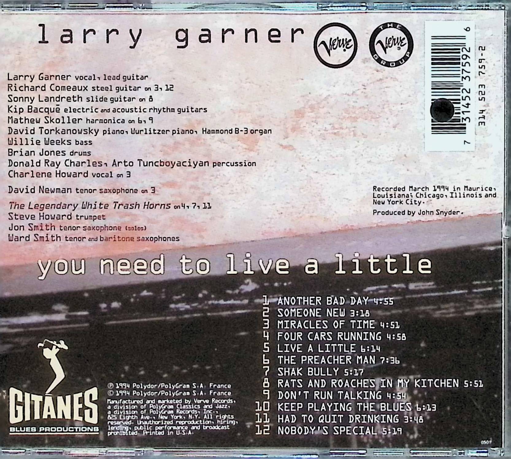 【中古】 (CD) You Need to Live a Little / Larry Garner　（送料無料） 2