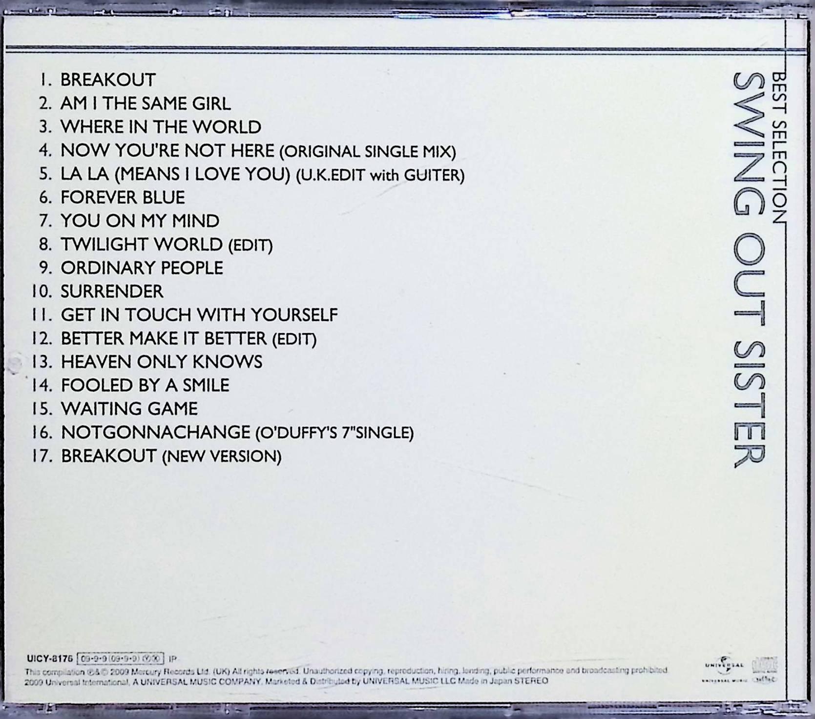 【中古】 (CD) スウィング・アウト・シスター・ベスト・セレクション / スイング・アウト・シスター　（送料無料） 2