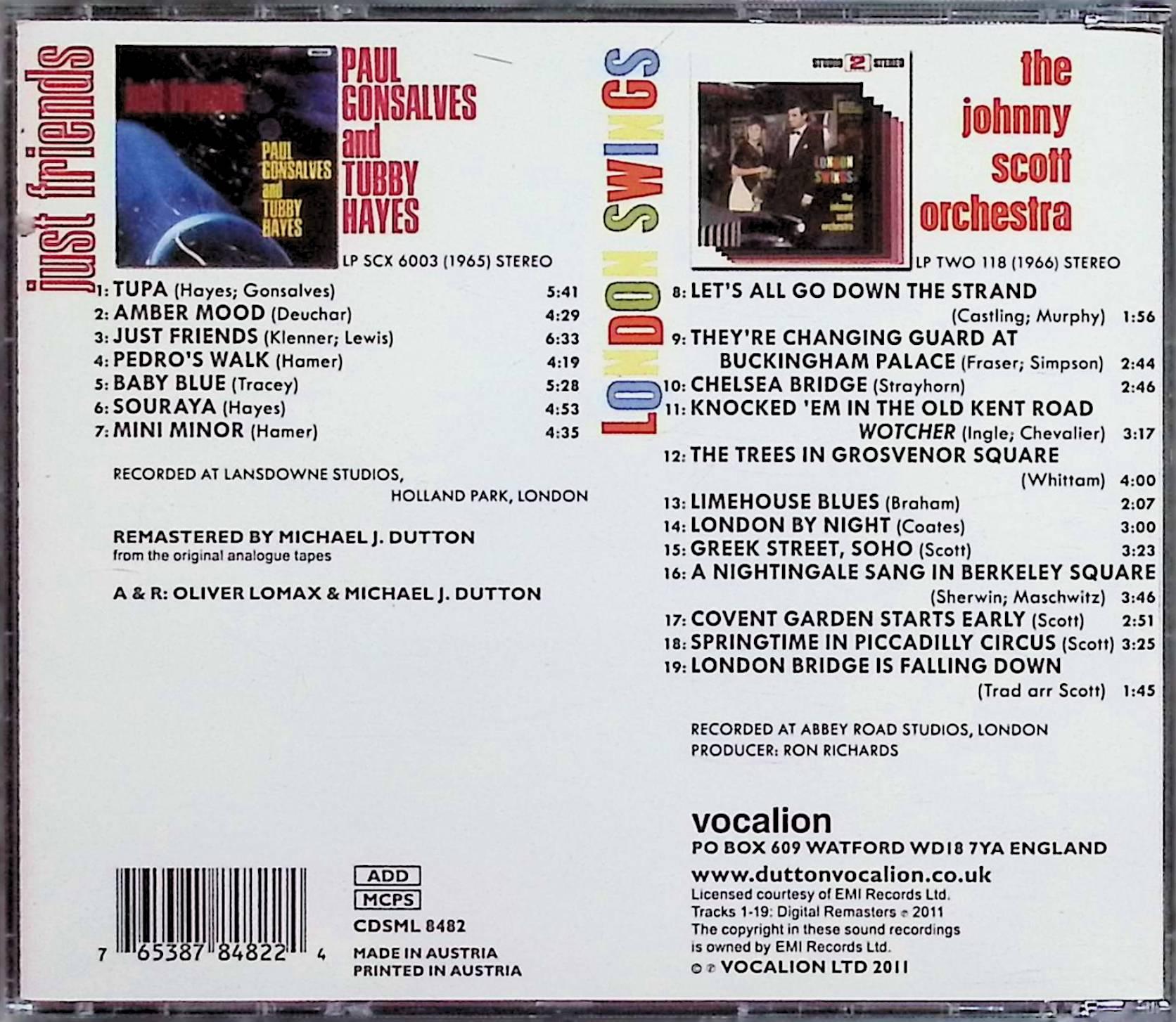 【中古】 (CD) Just Friends/London Swings / Paul Gonsalves and Tubby Hayes（ポ...