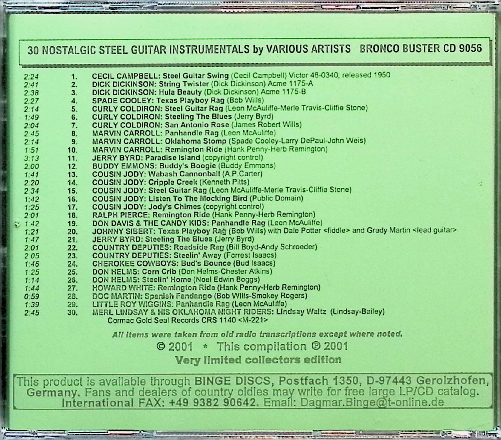 【中古】 (CD) 30 Nostalgic Steel Guitar Instrumentals / Various　（送料無料）