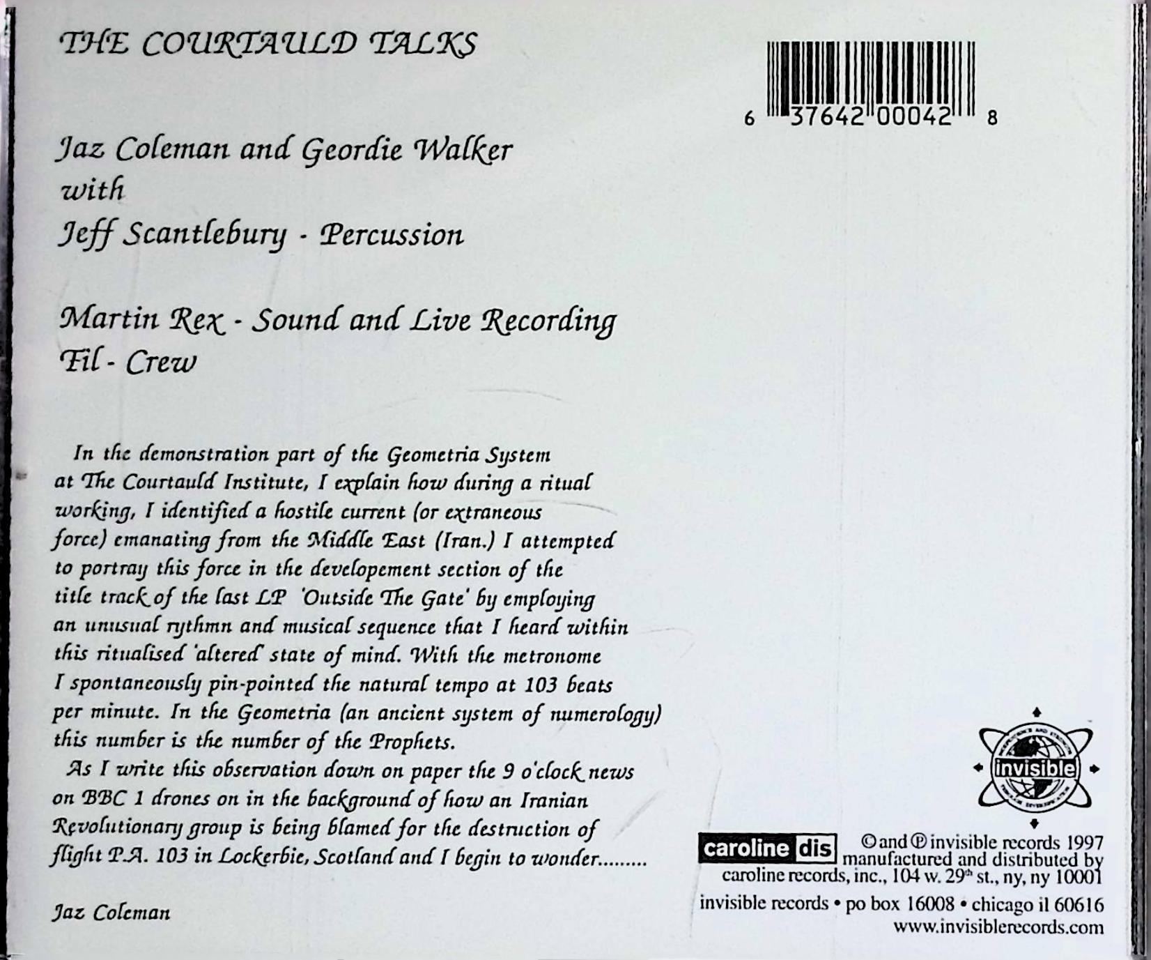 【中古】 (CD) The Courtauld Talks / キリング・ジョーク　（送料無料）