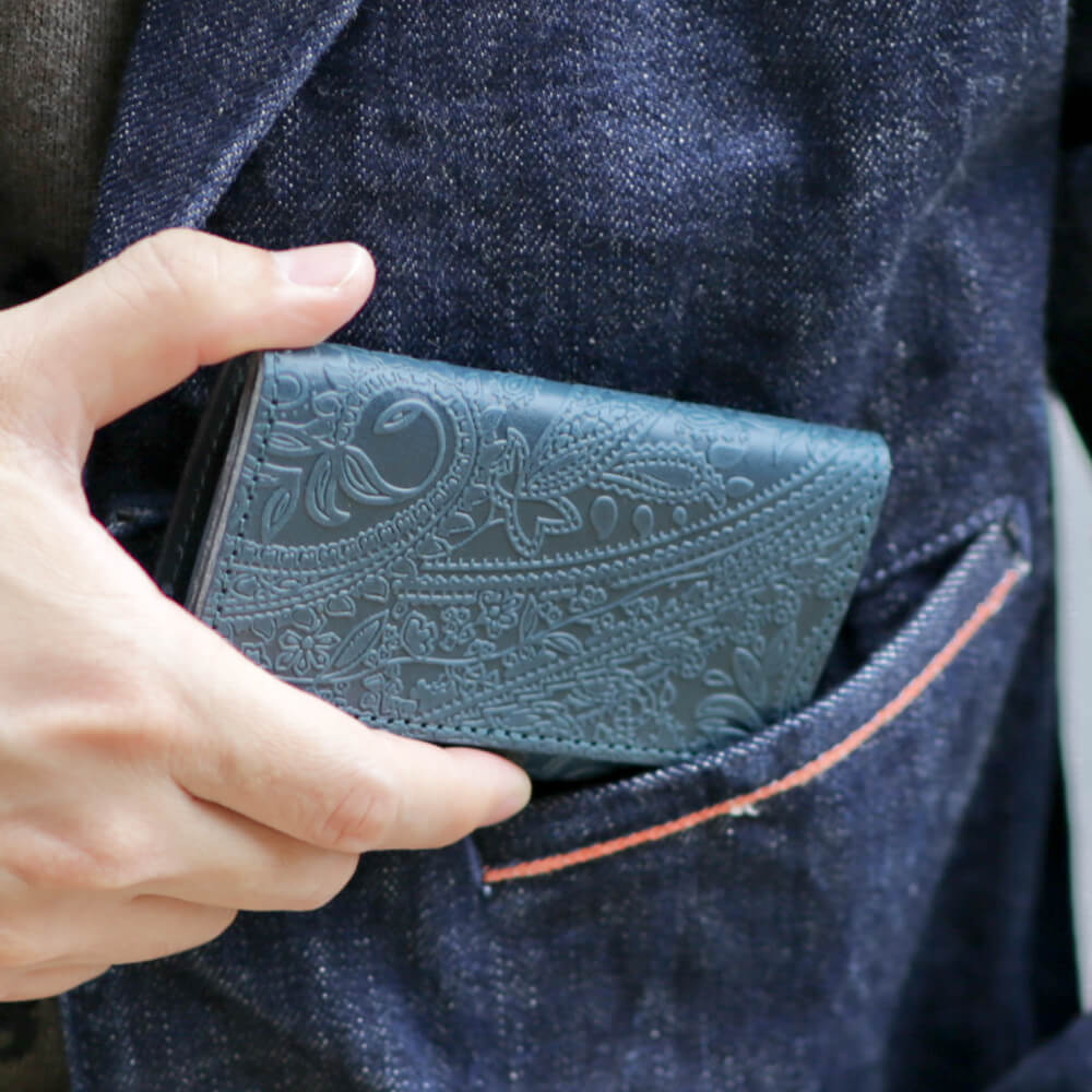 栃木レザー カードケース 名刺入れ メンズ レディース 日本製 本革 ペイズリー 柄 VINCENT CRAFTED ヴィンセントクラフテッド カードケース 名刺入れ JOHAN ビジネス 名刺ケース ネイビー クリスマス