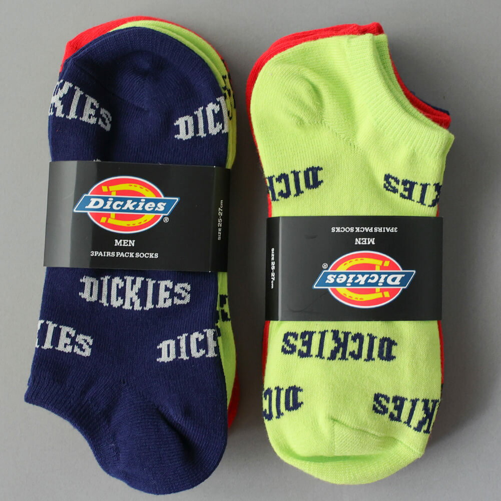 Dickies ディッキーズ オールロゴ 靴下 白 黒 アンクルソックス 3Pソックス くるぶし スニーカーソックス ソックス 3足セット 3P パック