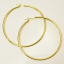 K18 イエローゴールド パイプ フープピアス 2mm×55mm メンズ レディース (18金/18k/ゴールド製) リング 両耳(4)