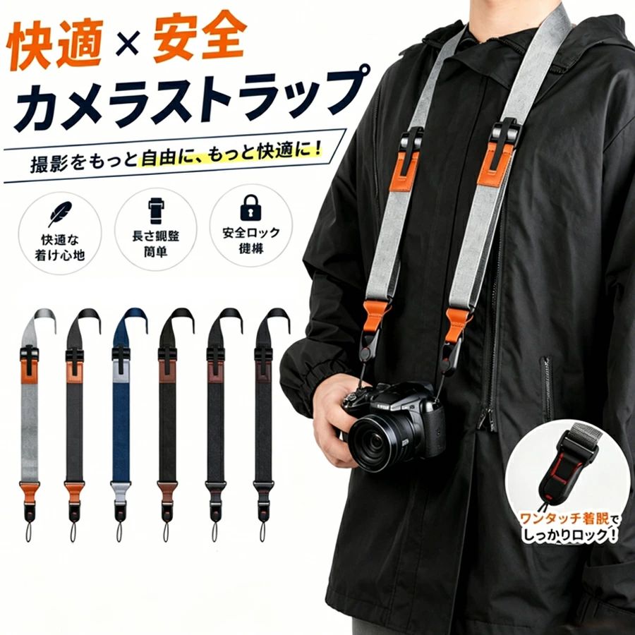 乐天商城 - カメラストラップ 一眼レフ ミラーレス ショルダーストラップ 斜めがけ 長さ調節 レディース オシャレ 速写ストラップ 長さ調節 シンプ