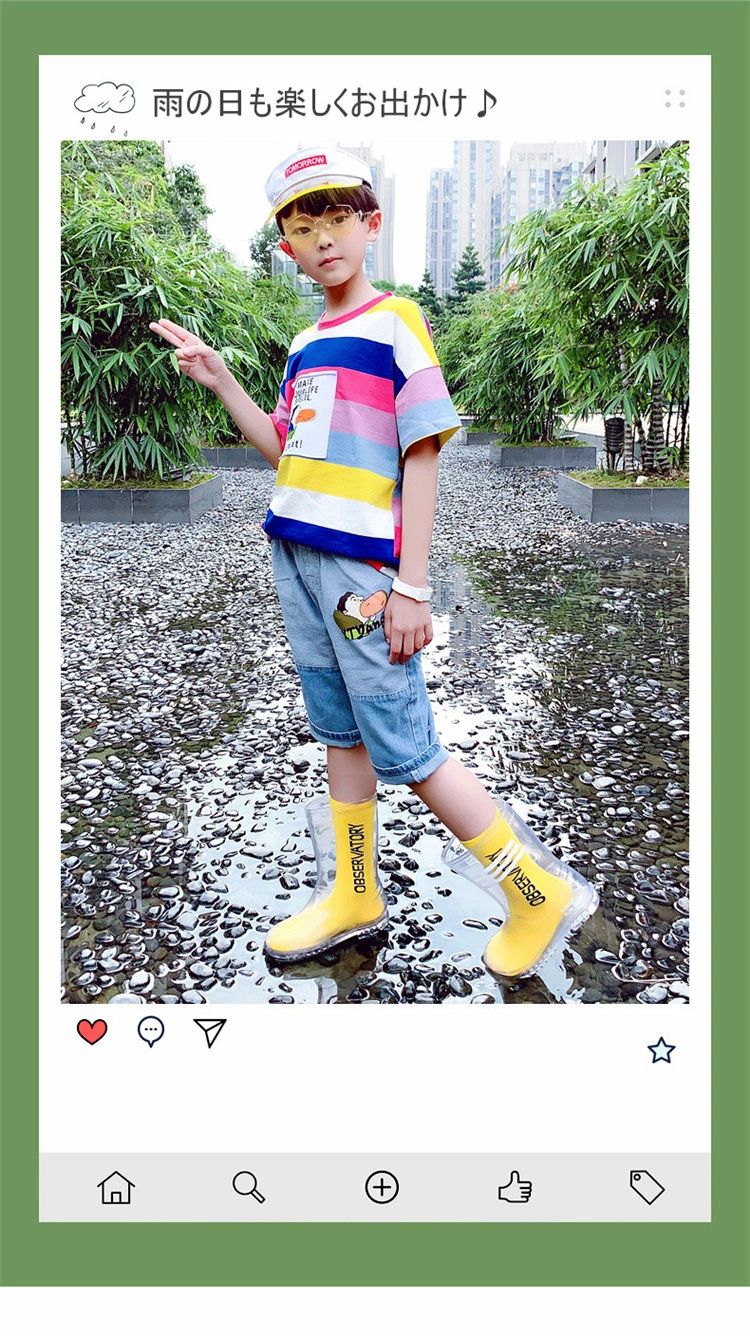 キッズレインブーツ透明クリア雨靴軽量軽い靴下おまけロング長靴おしゃれ小学生か...