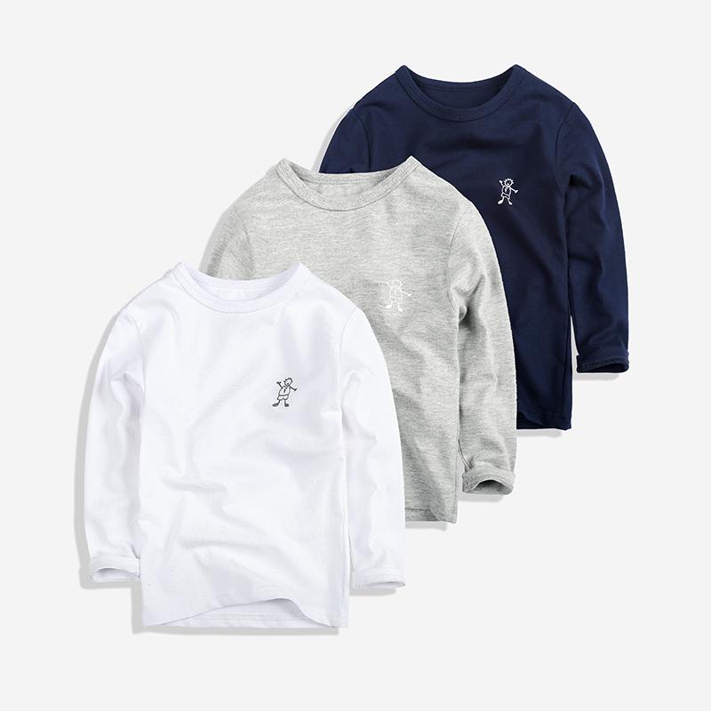 Tシャツ キッズ 男の子 長袖 ラウンドネック 綿 モダール混 無地 春秋 カジュアル 小学生 中学生 ジュニア インナー カットソー 白 グレ