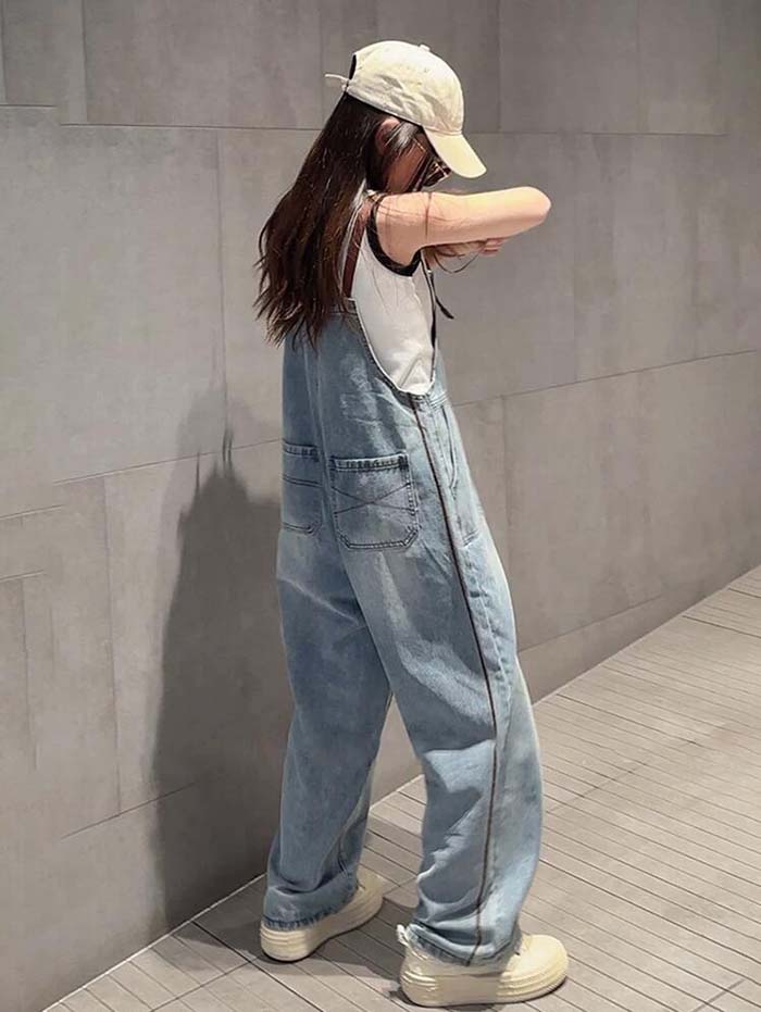 ディナリッコのデニムサロペット 子供服 オーバーオール ジュニア 女の子 デニムオーバーオール サロペット キッズジーンズ カジュアルパンツ デニム｜アングル2