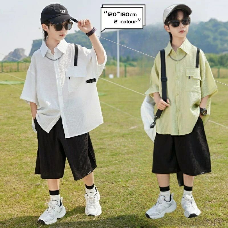 乐天商城 - 【送料無料】子供服 男の子 セットアップ 夏 半袖 ハーフパンツ 運動 キッズ セットアップ 男の子 通学 大きいサイズ カジュアル ナチュ