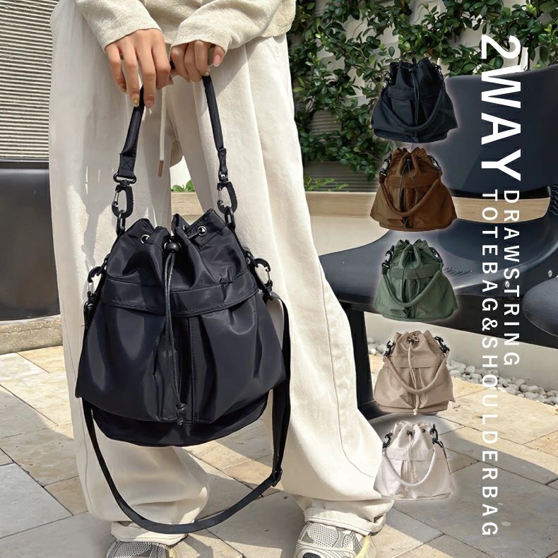 乐天商城 - ショルダーバッグ レディース 巾着バッグ ショルダー ドロストバッグ ショルダーバッグ 2way ショルダー ドローストリング バッグ ワン
