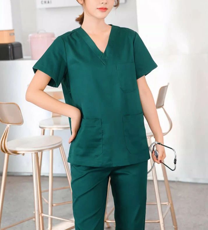 スッキリとしたシルエット作業服 半袖 セット 上下セット スクラブ 医療白衣 男女...