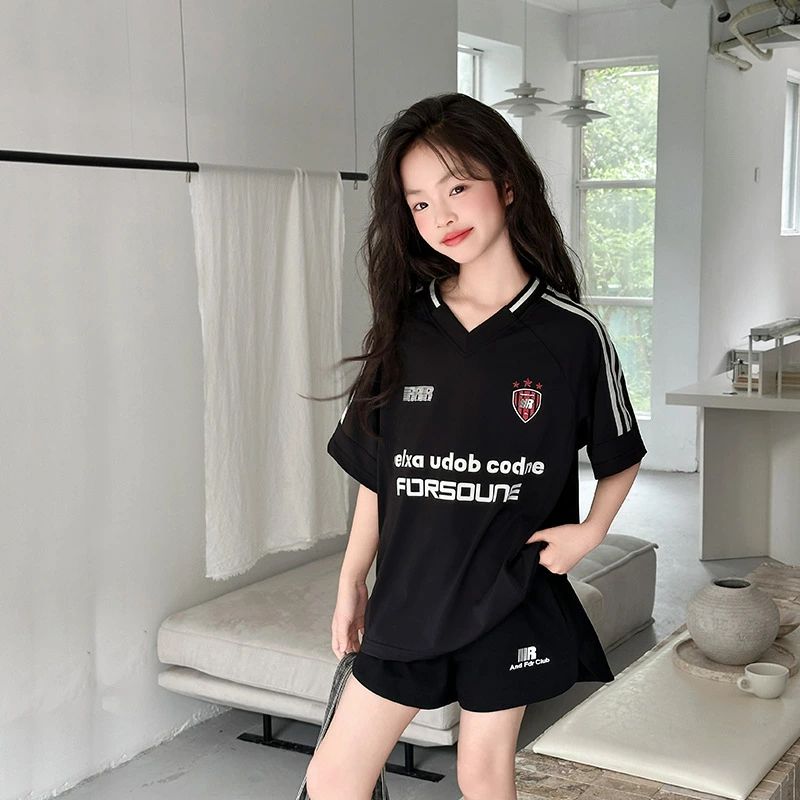 乐天商城 - 半袖パーカー ショートパンツ 上下セット 子供服 キッズ ジュニア 女の子 フード付き スポーツウェア スウェット ジャージ 2点セット