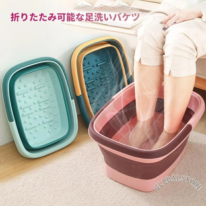 乐天商城 - 折りたたみバケツ 足湯 バケツ 洗濯桶 持ち運び 大容量 コンパクト 足洗い器 アウトドア 洗車 洗濯 掃除 便利 3L 軽量