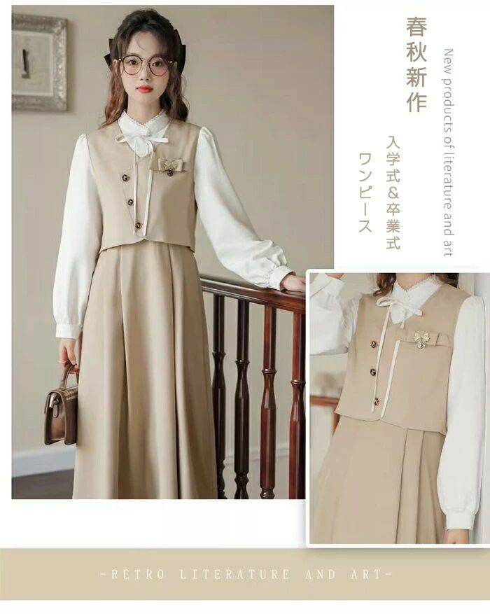送料無料 卒業式 スーツ 女の子 ワンピース レディース 卒服 フェイクレイヤード ...