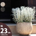 【おしゃれな植木鉢】石のような質感。アウトドア向けペイントテラコッタ(丸)(23cm)