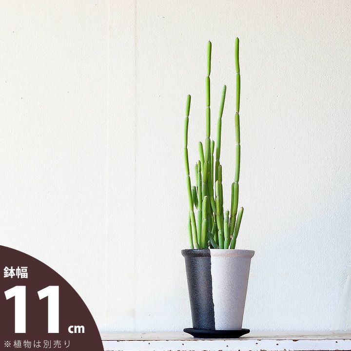 樂天商城 - 白黒モダン植木鉢（たて半分タイプM）（11.5cm）