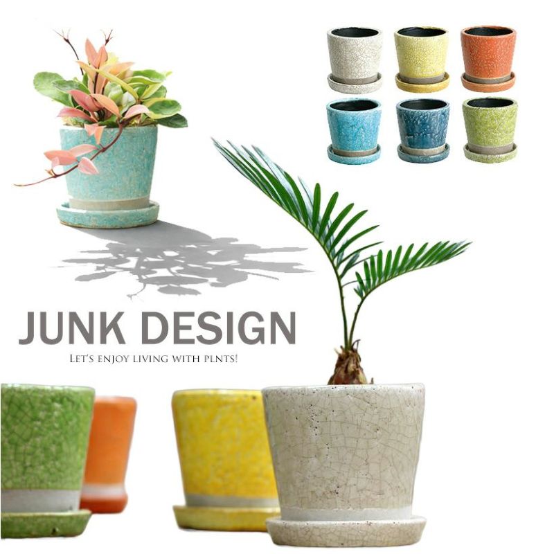 【植木鉢 おしゃれ】JUNK風おしゃれツートンカラーの陶器鉢おしゃれな植木鉢 陶器 植木鉢 おしゃれ ...