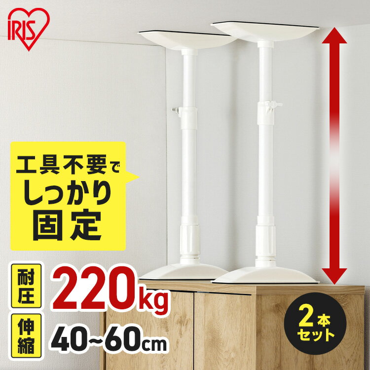 家具転倒防止 突っ張り棒 アイリスオーヤマ 家具転倒防止伸縮棒 Mサイズ 2本セット 伸縮幅 40〜60cm 耐圧220kg 家具 固定 防災 災害 地震対策 ...