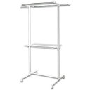 室内物干し 洗濯物干し 物干し ハイタイプ 竿 伸縮 横幅 調整 ロング丈 ワンピース ピンチハンガー 4個 タオルハンガー バスタオル キャスター付 室内 部...