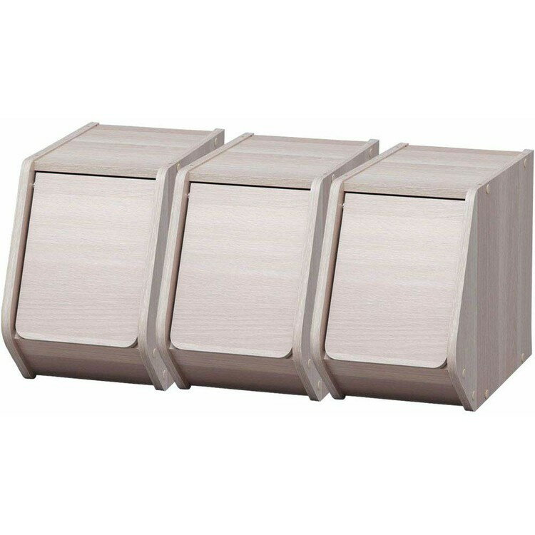 【3個セット】スタックボックス 扉付き 幅20cm 収納ボックス 収納ケース 木製ラック オープンラック アイリスオーヤマ STB-200D ナチュラル ブラウ...