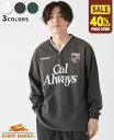 【40%OFF】【ブランド直営】Vネック ゲームシャツ(メンズ ユニセックス 長袖 Tシャツ ロンT ロゴ プリント 袖リブ ユーズド加工 ヴィンテージ加工 古...