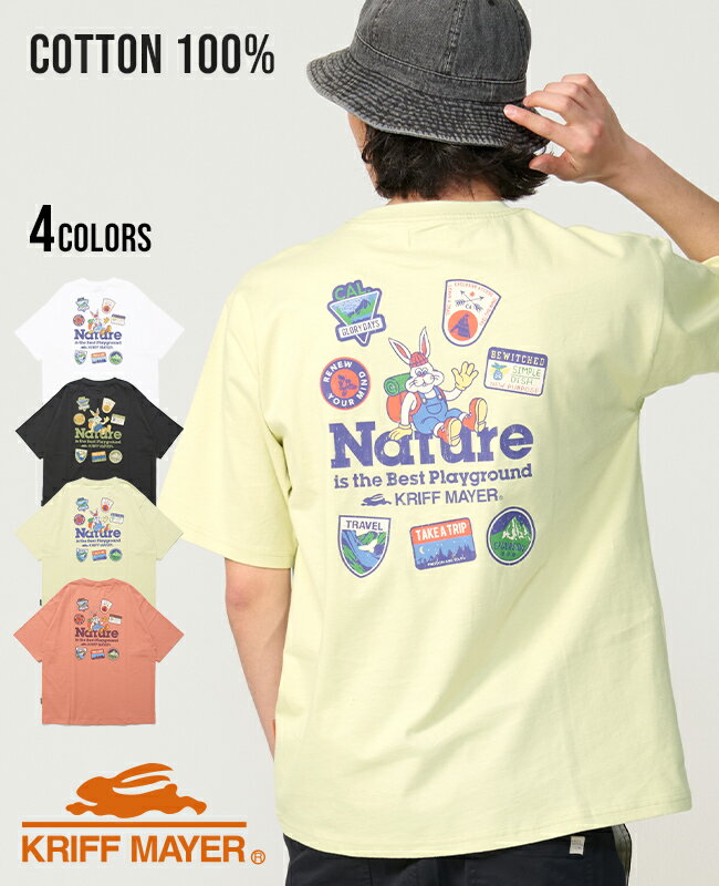 乐天商城 - 【ブランド直営】クリフラビット 半袖 Tシャツ (ネイチャー) メンズ ユニセックス 男女兼用 クルーネック プリント バックプリント ロゴ うさぎ アニマル キャラクター シンプル 綿100 コットン カジュアル アウトドア 夏 KRIFF MAYERクリフメイヤー【2026SS】