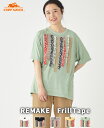【ブランド直営】 リメイク フリル テープ T Tシャツ トップス 半袖 柄 春 夏 個性的 ゆったり 配色 体型カバー カラフル クラフト レトロ お洒落 可...