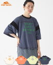 【ブランド直営】 カラー 杢 ステッチ 半袖T 半袖 Tシャツ プリント 春 夏 着回し カジュアル ゆったり フットボールT 柔らかい 軽い 可愛い キャンプ...
