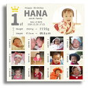 1歳のお誕生日 バースデーフォトキャンバス 12ヵ月 マンスリー ベビー 成長記録 メモリアル 壁掛け 誕生日 記念日 祝い 孫プレゼント 写真 お名前入り オ...